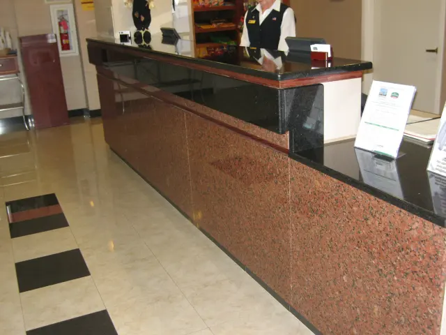 Marriott Hotel Stone Front Desk completed by StoneOne.