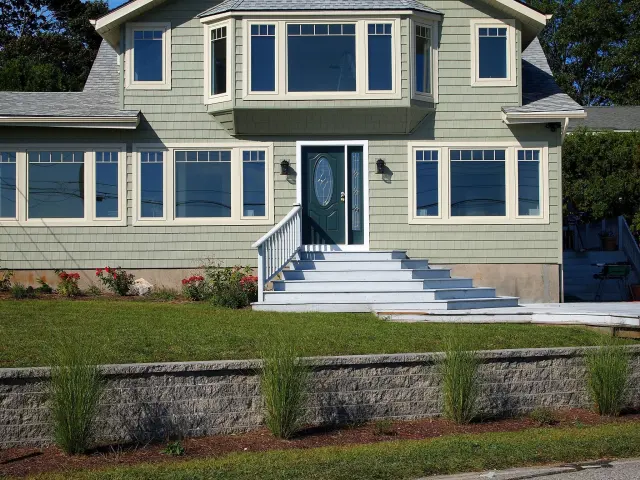 Stone masonry and hardscape project completed in July 2016.