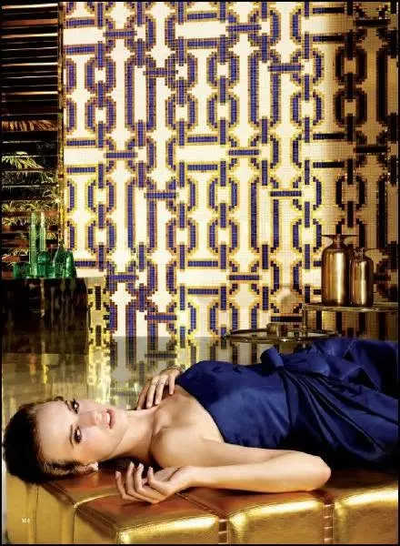 Decorative tile feature wall.