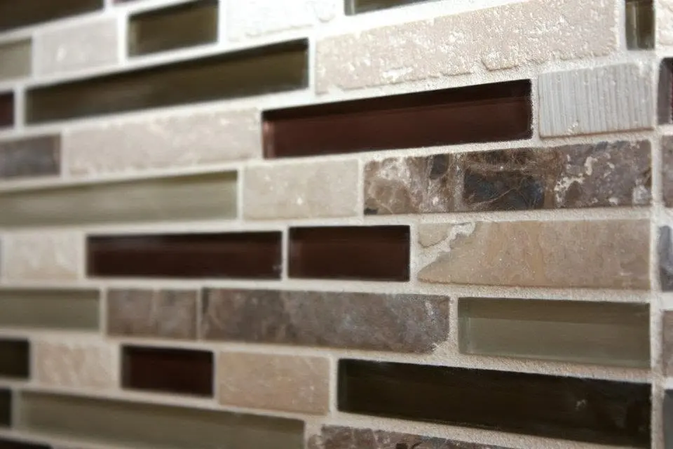 Glass mosaic tile.