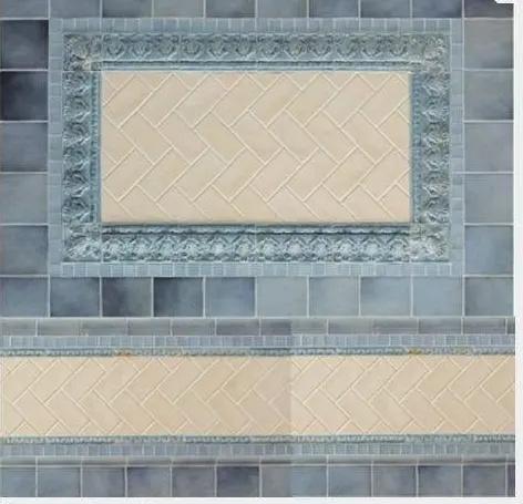 Patterned bathroom tile.
