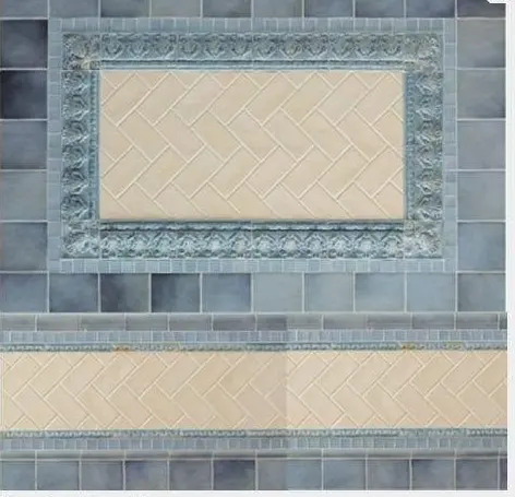 Patterned bathroom tile.